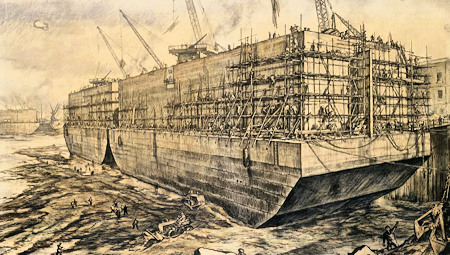 Building of Caissons in 1943/4